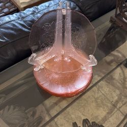 Eight Beautiful Textured Pink Depression, Glass Plates