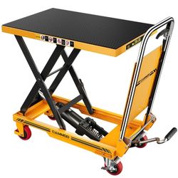 CAMMOO Foldable Hydraulic Lift Table Cart, 330lbs Capacity, 28.5" Lifting Height, Single Scissor Lift with Non-Slip Pad & Thickened Scissors Design fo