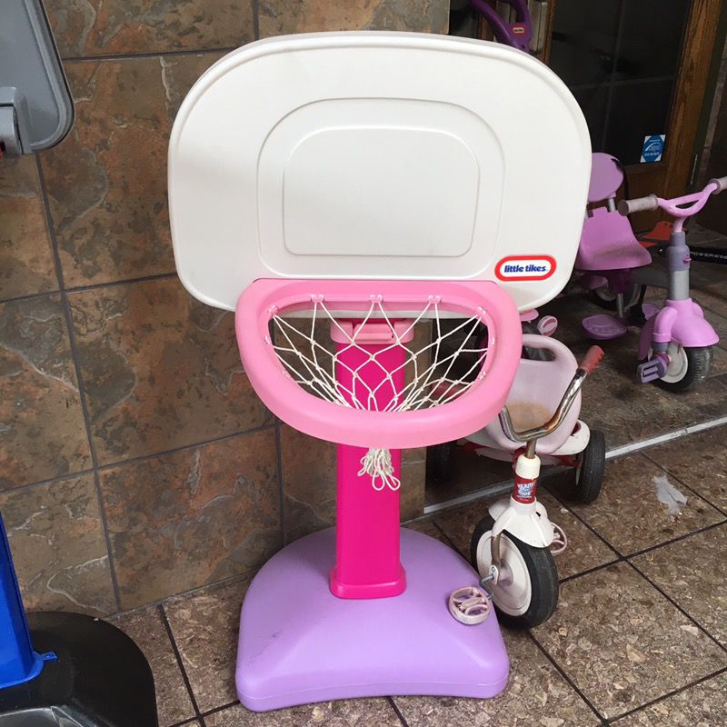 Little Tikes purple and pink basketball hoop and stand
