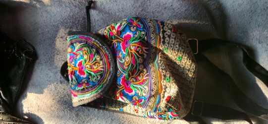 Embroidered Floral Boho Crossbody Bag