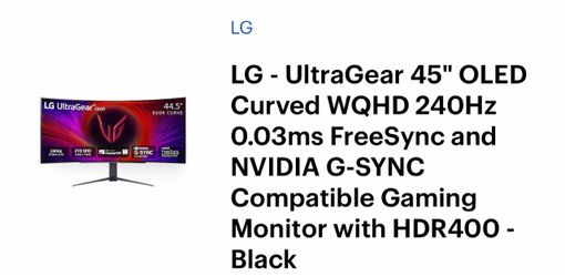 LG UltraGear 45" OLED Curved Gaming Monitor