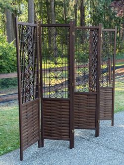 Vintage Japanese Mid-Century Modern Teak Shoji Six-Panel Folding Room Divider | Kumiko | 1960