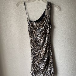 Brand new womans Forever 21 brand one shoulder brown leopard print dress up for sale 