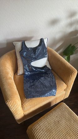 Blue Sequin Cutout Mini Dress- fashion nova
