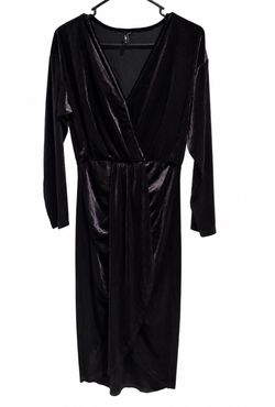 Women's V Neck Long Sleeve Ruched Dress Sexy Velvet Cocktail Party Evening Club Midi Dresses