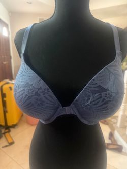 PINK Victoria's Secret Underwire Lace Racerback Padded Bra 36DD Blue
