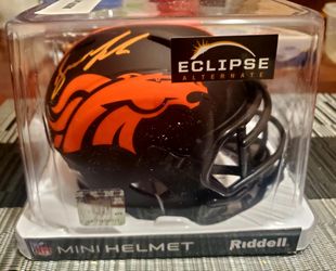 DENVER BRONCOS MINI HELMET DREW LOCKE ECLIPSE ALTERNATE COA