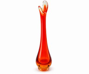 10.5” Orange Art Glass Swung Vase