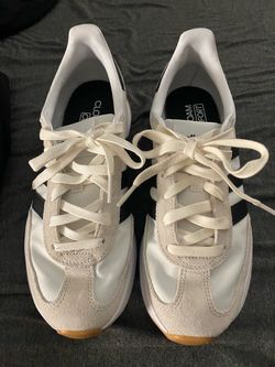 adidas White Retro Sneakers with Gum Sole