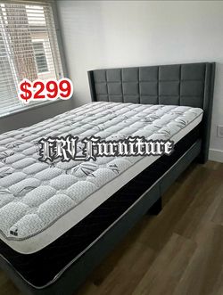 New queen bed frame with mattress