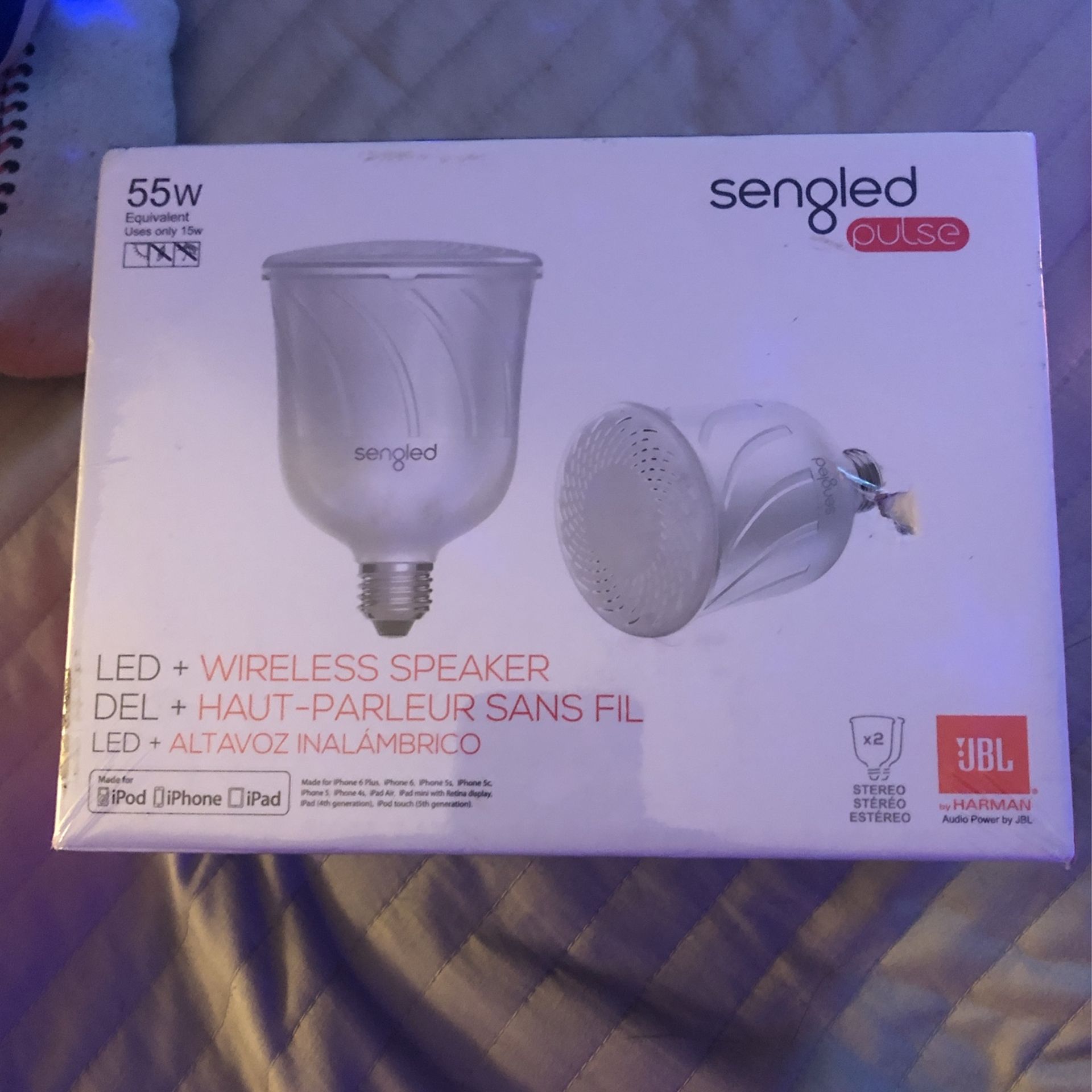 Wireless speaker, lights, power by JBL