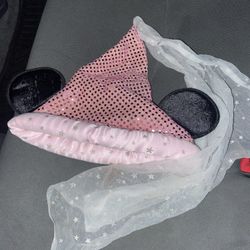 NWOT DISNEYLAND PINK GLITTER STAR PRINCESS VEIL MINNIE MOUSE EARS HAT YOUTH 