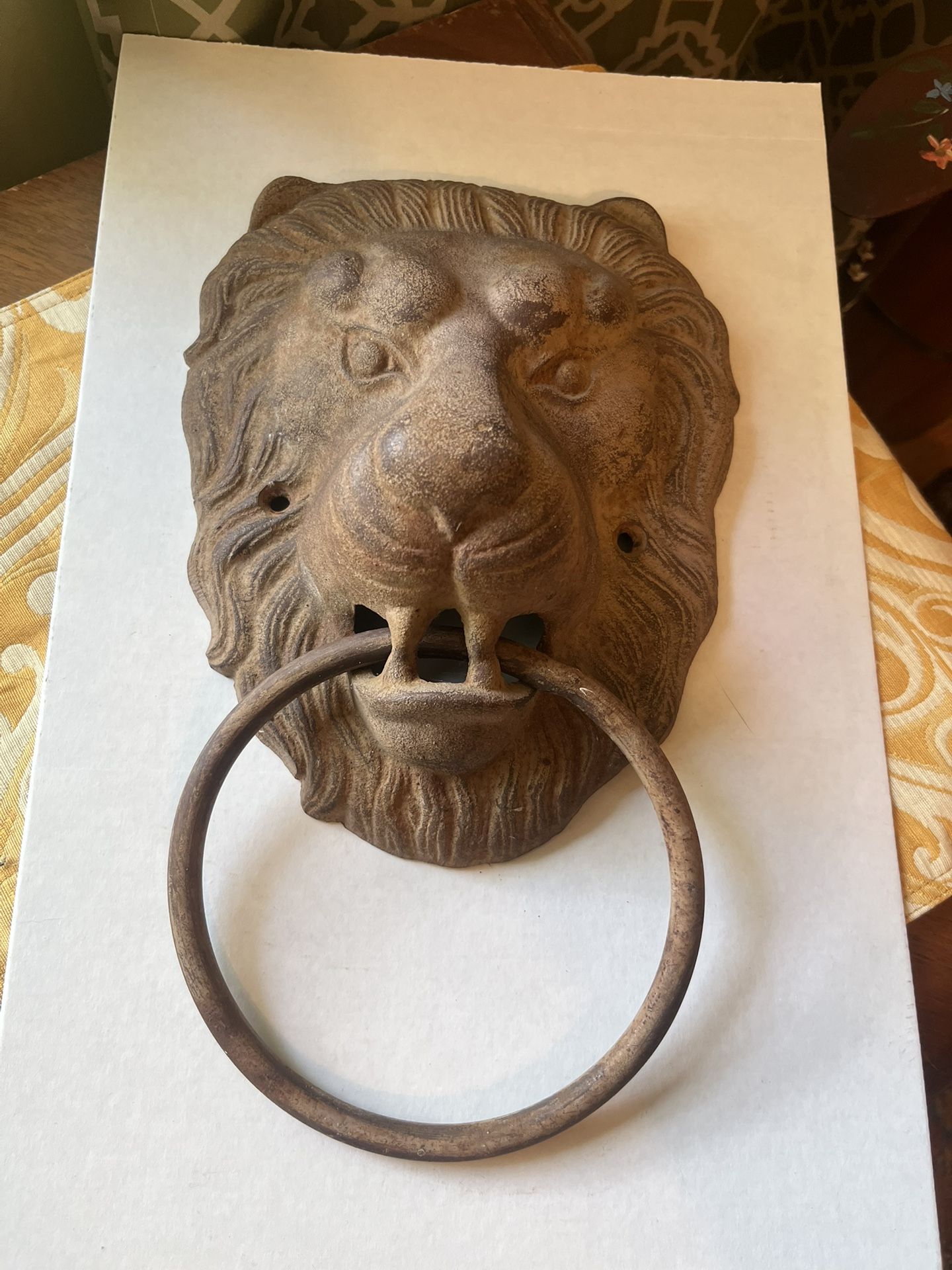 Vintage Cast Iron Lion's Head Knocker with Loop