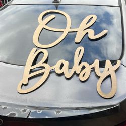 Oh Baby Thin Wood Sign gold 