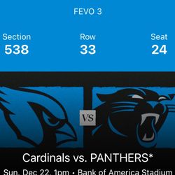 Cardinals vs. Panthers Tickets 12/22/24 1pm