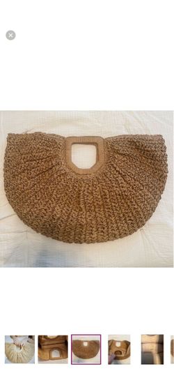 Half Moon natural woven tote