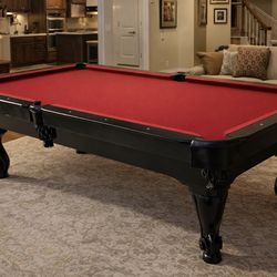Black Pool Table 8’ (Free Delivery & Pro Setup) Nee Felt Any Color + All Accessories