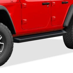 Running Boards 6in Matte Black Compatible with Jeep Wrangler JL 2018-2025 4-Door (Include 21-25 4xe) (Factory sidesteps or Rock Rails Have to be R