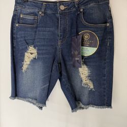 Boom Boom Jeans Billy Girlfriend Slim fit taper leg Distressed shorts  Sz 9 NWT