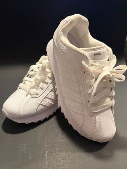 K-Swiss White Leather Low-Top Sneakers