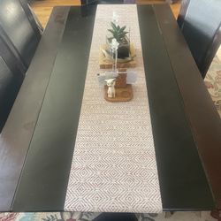 Dark Wood And Glass Table 