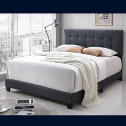 Alicia Queen Bed in Charcoal Fabric