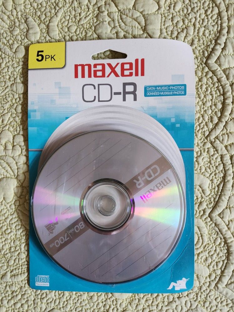 New, Package Of 5 Maxell CD-R Blank Discs