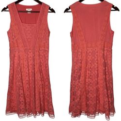 Sundance Women’s Lace Knee Length Dress Coral Size 4