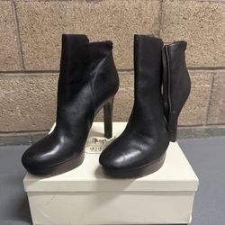 Coach Chryssa Waxy Leather Black Size 11 Ankle Boots Q1552 Women’s