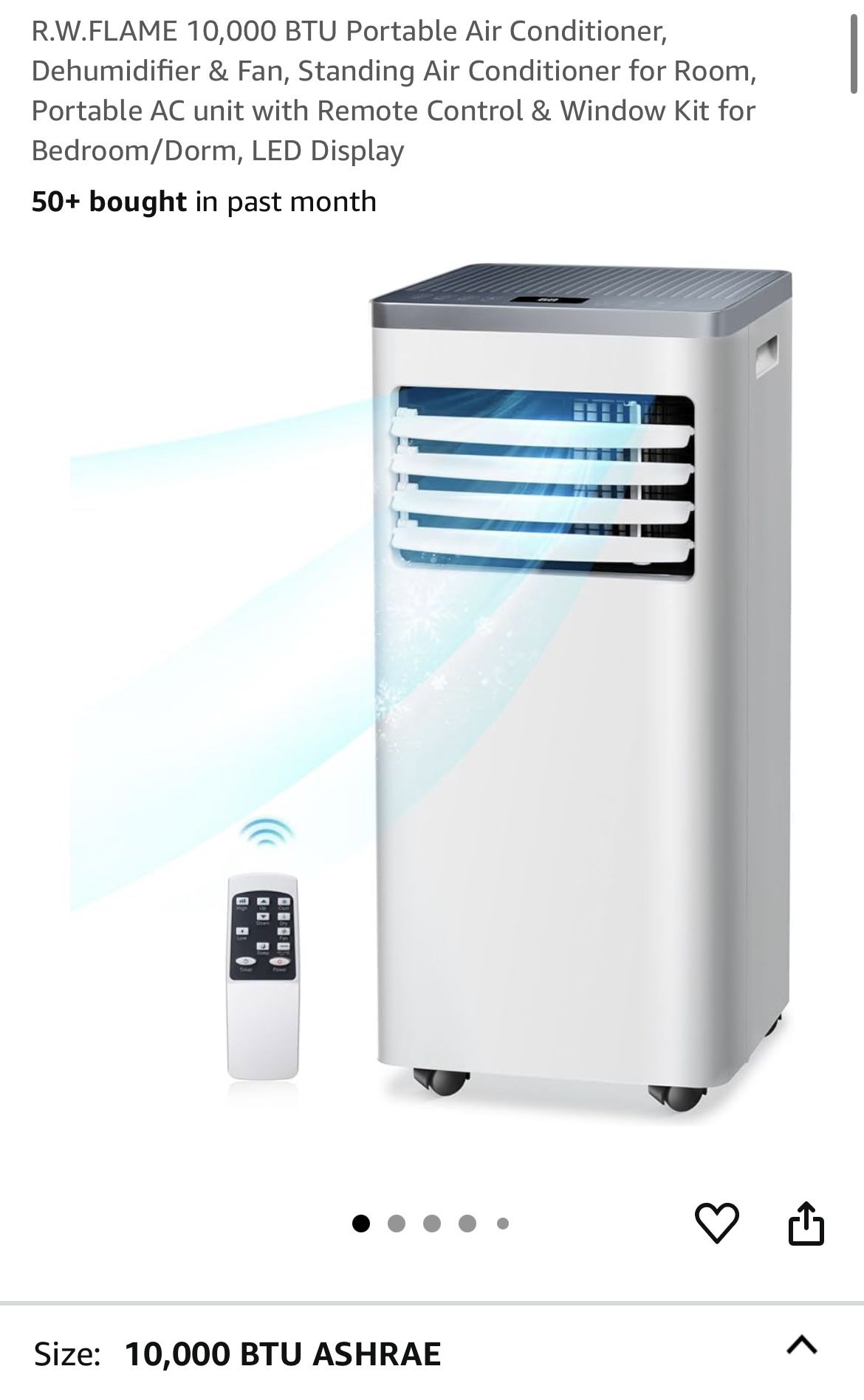 AC Unit - R.W.FLAME 10,000 BTU Portable Air Conditioner, Dehumidifier & Fan,