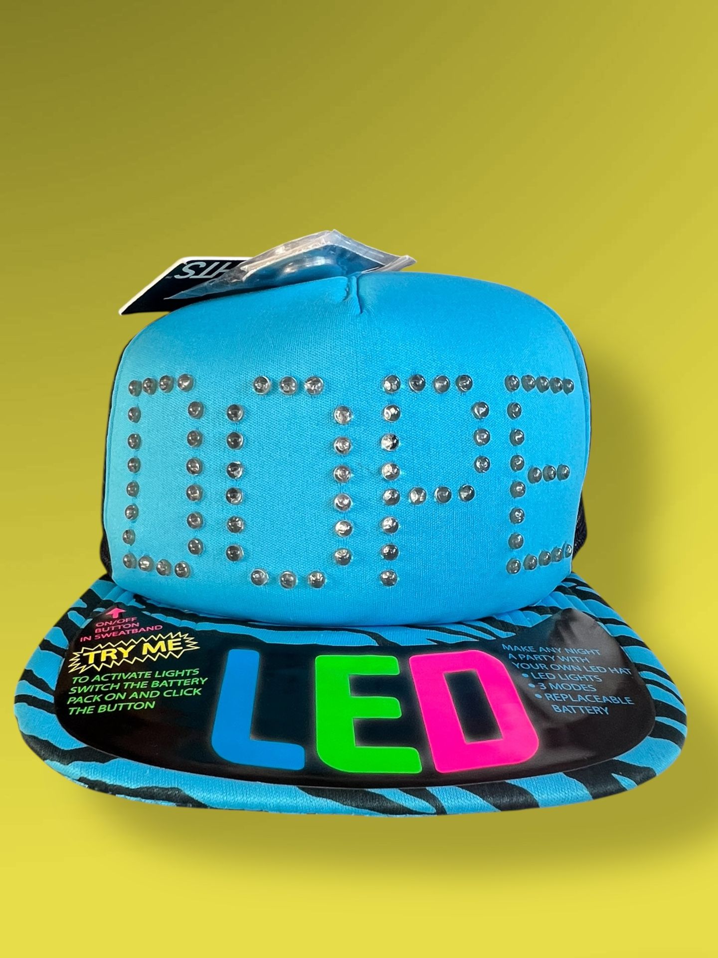 DOPE LED Light-Up Hat – Electric Blue w/ Studded Front + Extra Battery Never Worn