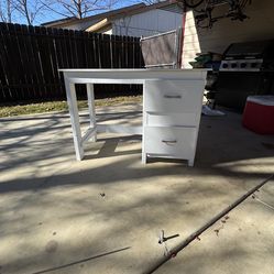 White solid wood desk w/2 drawers $50 OBO