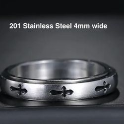 Beautiful 201 Stainless Steel black Cross Ring SIZE 10 & 11 Available 