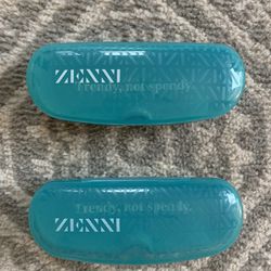 2 Zenni Optical GLASSES CASE | Plastic Hard Shell | Snap Shut | Turquoise - Teal.