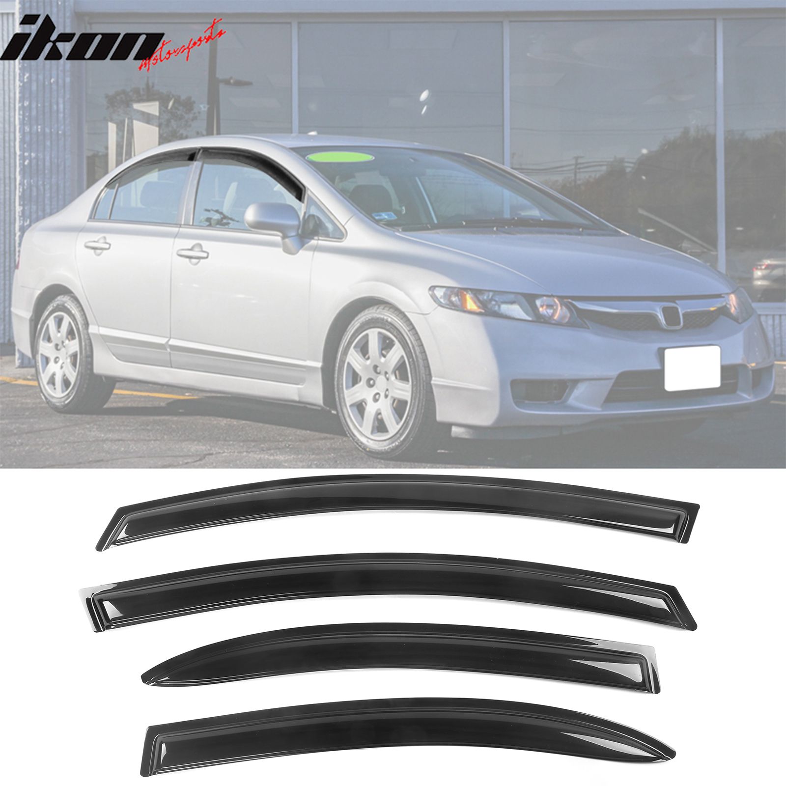 Fits 2006-2011 Honda Civic Sedan Acrylic Window Visor Sun Rain Guard Deflector 4PC