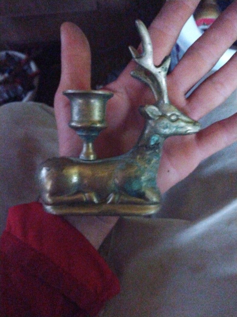 Brass Deer Candle Holder