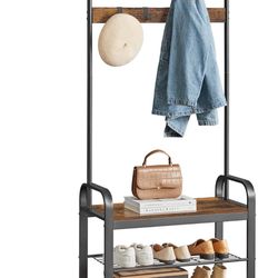 VASAGLE Coat Rack, Hall Tree with Shoe Bench for Entryway