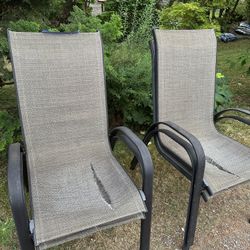 metal and canvas deck chairs
