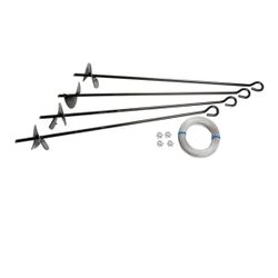 Auger Anchor Kit (set of 4 Anchors and 4 Clamps) with Steel Construction and Strong Wind Design- Kit de anclaje a tierra