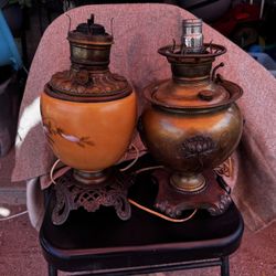 Vintage Gone By Wind And Miller Oil Lamps 