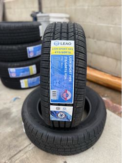 215/60R16 Lion sport (4) new tires installed and Balanced 50,000 miles warranty