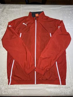 PUMA Mens Tracksuit Top Red/white Jacket Polyester Size XLarge Full Zip