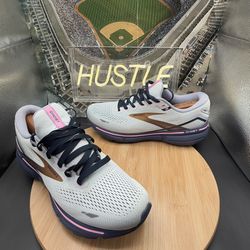 Brooks Ghost 15 Running Shoes Women's Size 11 grey Blue Neon pink