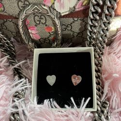Gucci 925 Sterling Silver Heart Earrings 