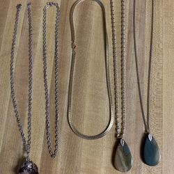 Lot Of 5 Necklaces With Three Pendants 