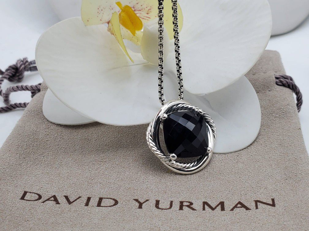 David Yurman Sterling Silver & Black Onyx Infinity Pendant Necklace 