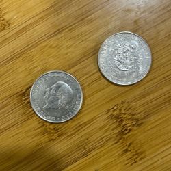 Cinco Pesos  1955 / 1957 Ley .720 Silver