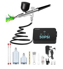 New New in box Airbrush Kit with Air Compressor, Intuitive 50 PSI High Pressure Air Brush with 0.2/0.3/0.5mm Nozzles & Cleaning Sets, Perfect for Mode