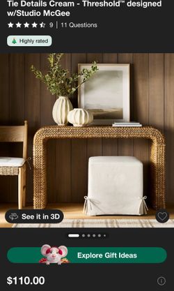 Lynwood Slew Cover Cube Ottoman With Tie Details Cream