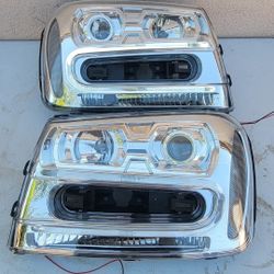 02-09 Chevrolet Trailblazer LED DRL Projector Headlights Luces Calaveras Micas Faros Focos Faroles Chevy Headlamps 